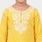 Girls Yellow Round Neck Fusion Set Upper and Bottom Set, पीला, small