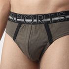 Men's Olive Regular Fit Cotton Ribbed Briefs, ओलिव, small