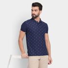 Men's Collared Half Sleeves T-Shirt , Navy Blue, small