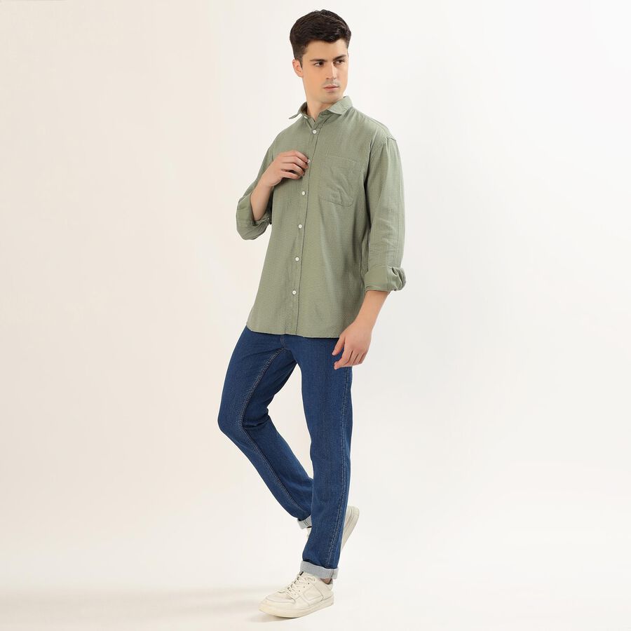 Men's Muted Olive Green Spread Collar Casual Shirt, Olive, large image number null