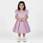 Girls' Lilac Puff Sleeve Embellished Party Frock, Lilac, small