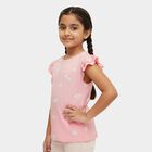 Girls Light Pink Cotton Round Neck Casual T-Shirt, हल्का गुलाबी, small