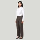Women's Grey Straight Fit Flat-Front Chino Trousers, हल्का ग्रे, small