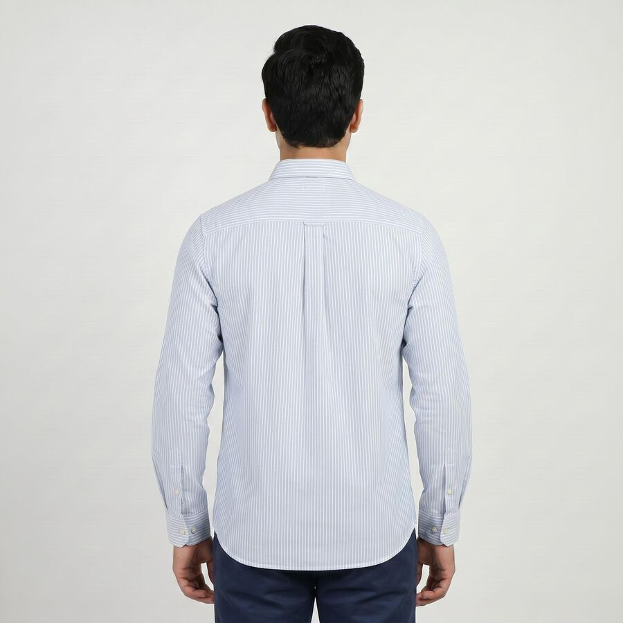 Men's Light Blue Cotton Full Sleeve Collar Casual Shirt, Light Blue, large