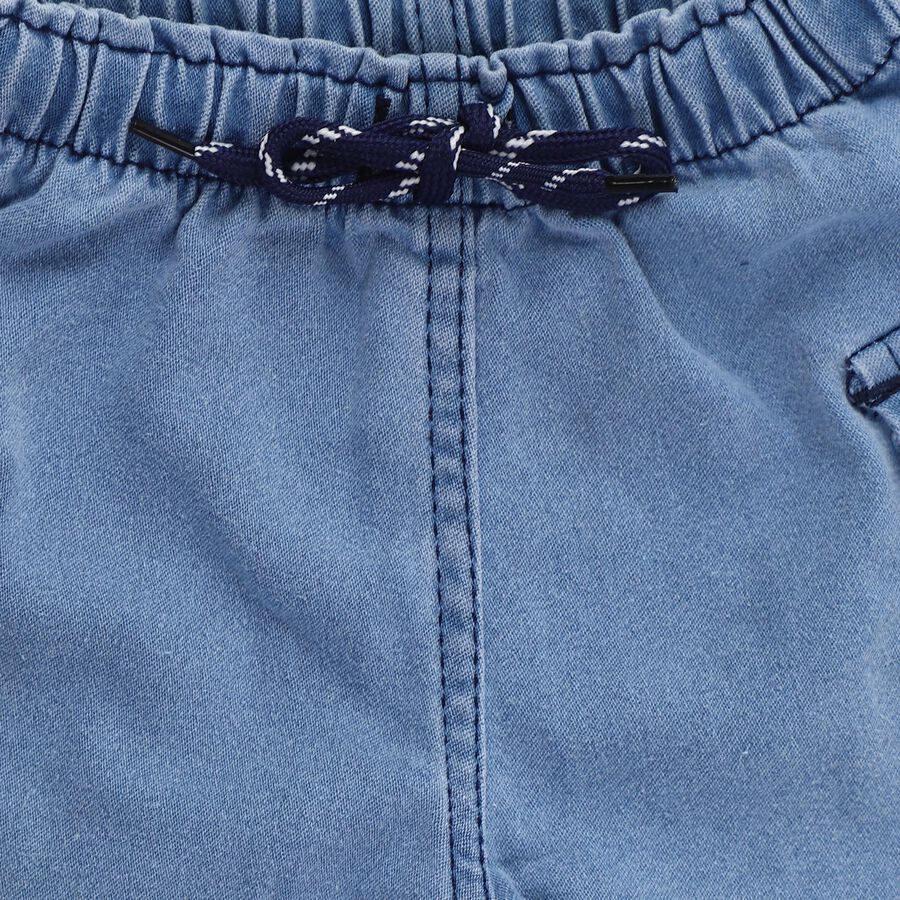 Infants' Navy Blue Regular Fit Solid Half Pant, Light Blue, large