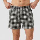 Men's Black Relaxed Fit Checked Boxers, काला, small