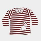 Infants Maroon Cotton Round Neck Regular T-Shirt, Wine, small