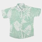 Boys Mint Green Cotton Floral Collar Shirt, Light Green, small