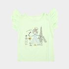 Girls Mint Green Cotton Round Neck Casual T-Shirt, Light Green, small