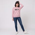 Women Lilac Crew Neck Graphic Print Sweatshirt, Lilac, small