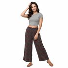 Women's Blue Regular Fit Printed Palazzos, नेवी ब्लू, small