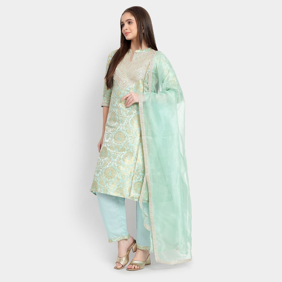 Ladies' Kurta Pyjama Set with Dupatta, Light Blue, large image number null