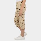 Girls Beige Straight Fit Star Printed Capri, गहरा पीला, small
