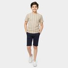 Boys Beige Round Neck Casual Half Sleeve T-Shirt, Beige, small