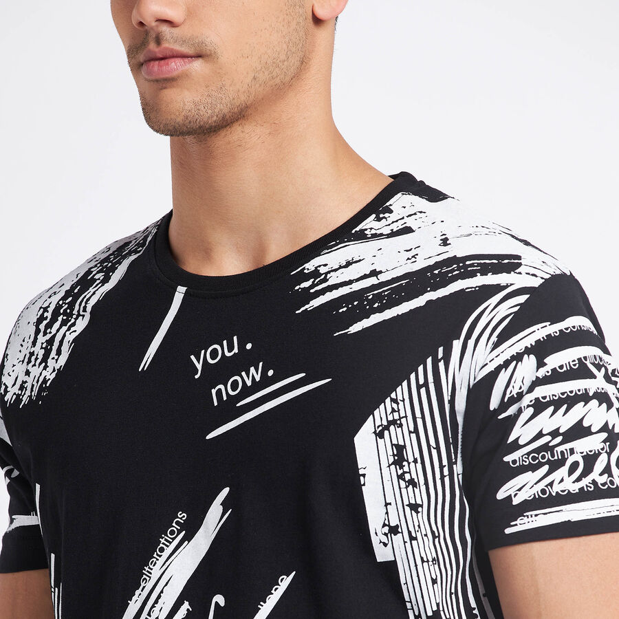 All Over Print Round Neck T-Shirt, Black, large image number null