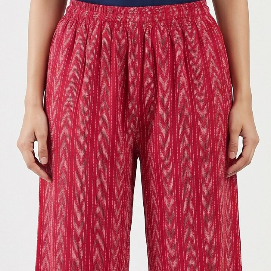 Women's Fuchsia Wide-Leg Solid Palazzos, रानी (फ्यूशिया), large