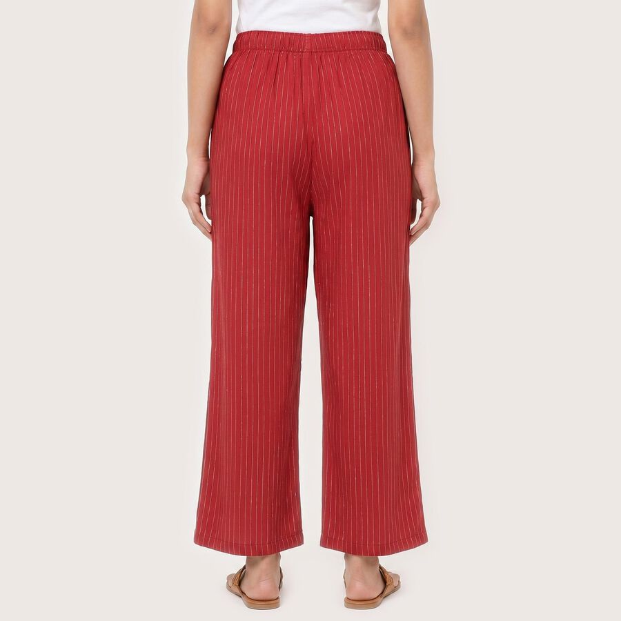 Women's Maroon Regular Fit Striped Palazzos, Maroon, large