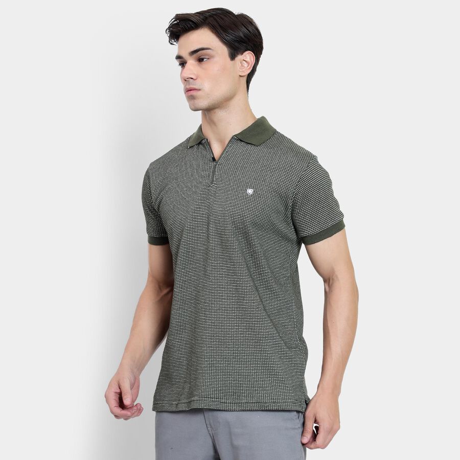 Men's Collared Half Sleeves T-Shirt , गहरा हरा, large image number null