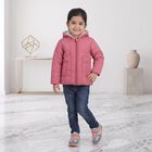 Girls Pink Hooded Puffer Jacket, Pink, small