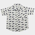 Boys White Cotton Short Sleeves Collar Regular Fit Shirt, White, small