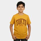 Boys Mustard Round Neck Regular Boys T-Shirt, Mustard, small