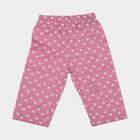 Girls' Pink Floral Printed Elastic Waist Cotton Capri, Pink, small
