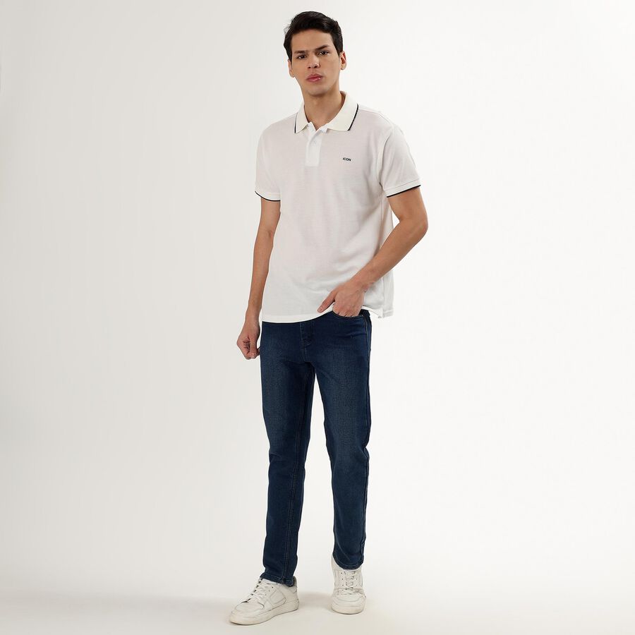 Men's Collared Half Sleeves T-Shirt, White, large image number null