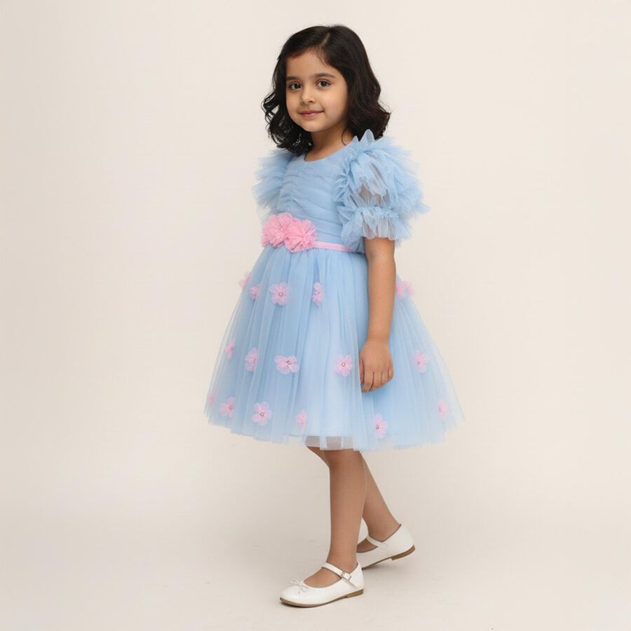 Girls' Frock, Light Blue, large image number null