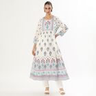 Women's Ivory Floral Printed Ethnic Set, Light Blue, small image number null