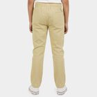 Boys Beige Straight Fit Drawstring Waist Trousers, गहरा पीला, small