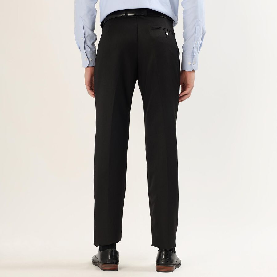 Men's Jet Black Slim Fit Formal Trousers, काला, large image number null