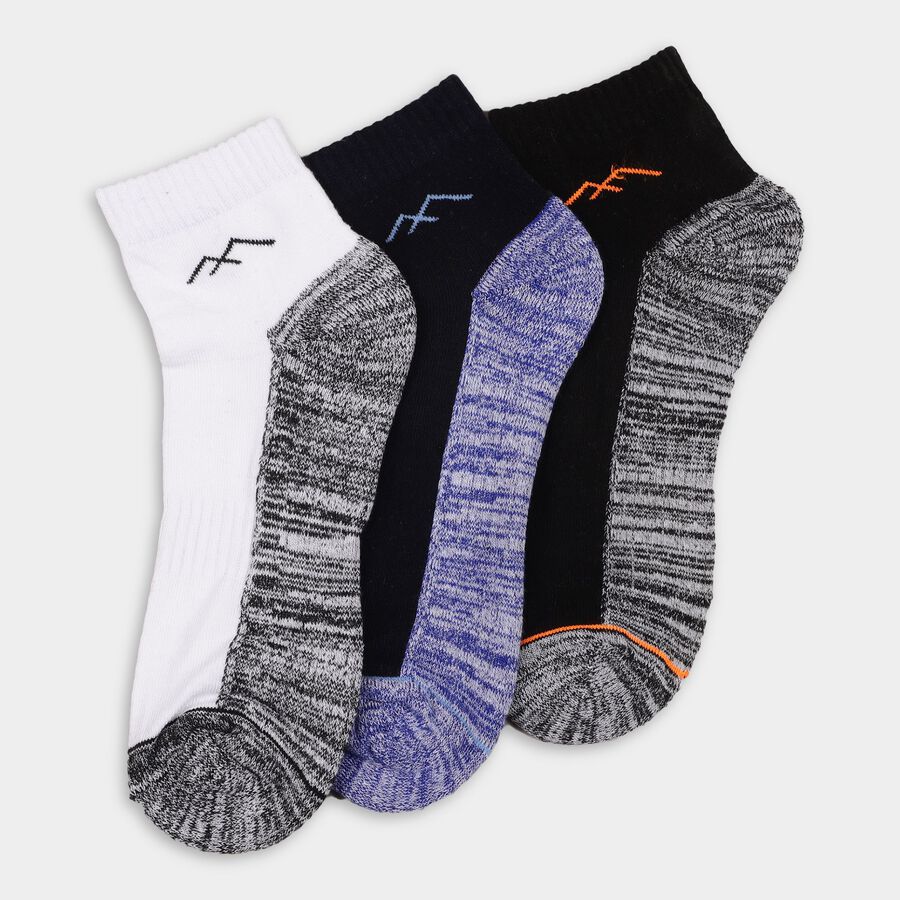 Men's Socks (Pack of 3), काला, large