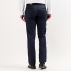 Men's Dark Blue Slim Fit Flat-Front Formal Trousers, Dark Blue, small