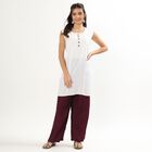 Women's Ivory Regular Fit Solid Palazzos, वाइन, small image number null