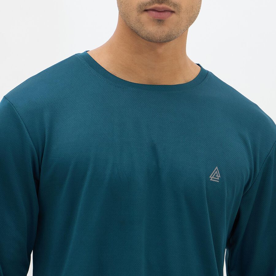 Men's Deep Teal Crew Neck Casual T-Shirt, टील ब्लू, large image number null
