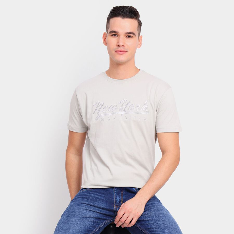 Men's 100% Cotton Round Neck Half Sleeves T-Shirt, Light Grey, large image number null