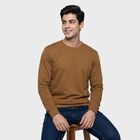 Men's Khaki Crew Neck Pullover Sweatshirt, Khaki, small