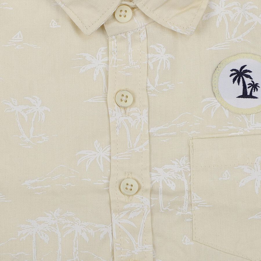 Infants Yellow Cotton Half Sleeve Round Casual Shirt, Yellow, large