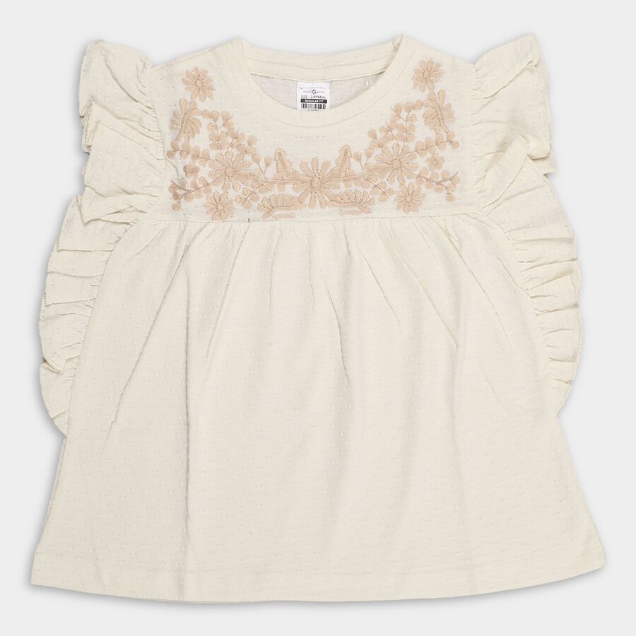 Girls' 100% Cotton T-Shirt, ऑफ व्हाइट, large image number null