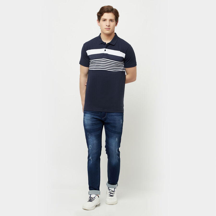 Stripes Polo Shirt, Navy Blue, large image number null