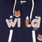 Infants Deep Midnight Navy Blue Hooded Casual Sweatshirt, Navy Blue, small image number null