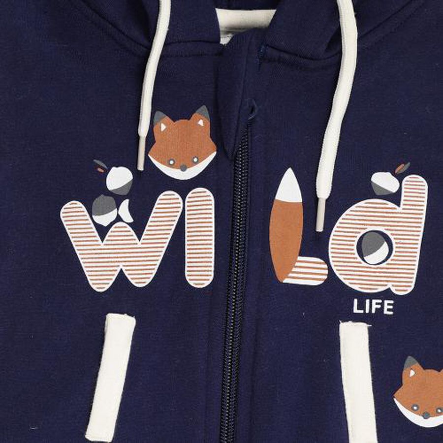 Infants Deep Midnight Navy Blue Hooded Casual Sweatshirt, Navy Blue, large image number null