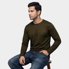 Men's Olive Green Crew Neck Regular T-Shirt, ओलिव, small