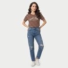 Women's Brown Round Neck Regular T-Shirt, Brown, small