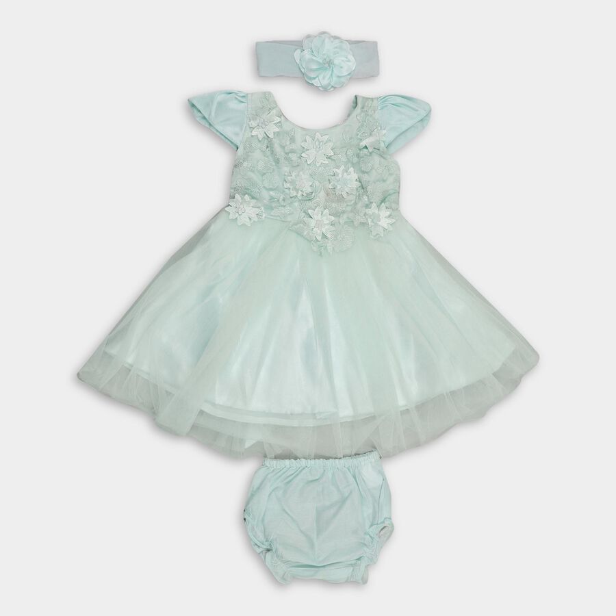 Infant Girls' Frock, Light Green, large image number null