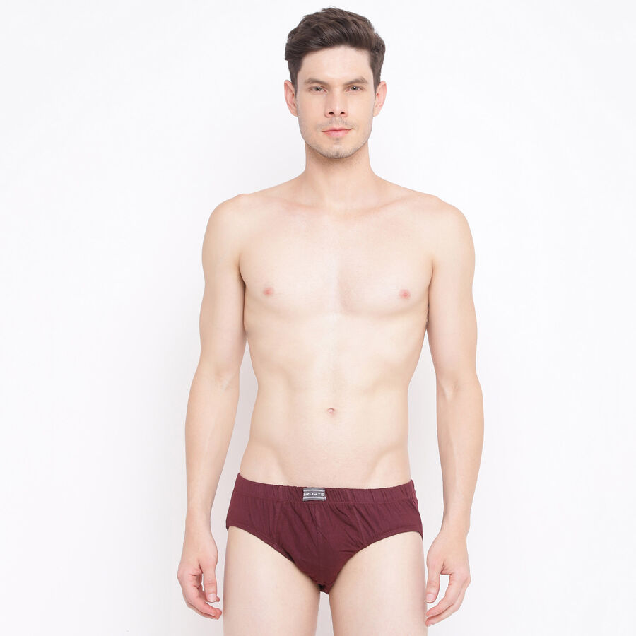 Solid V-Cut Brief, Wine, large image number null