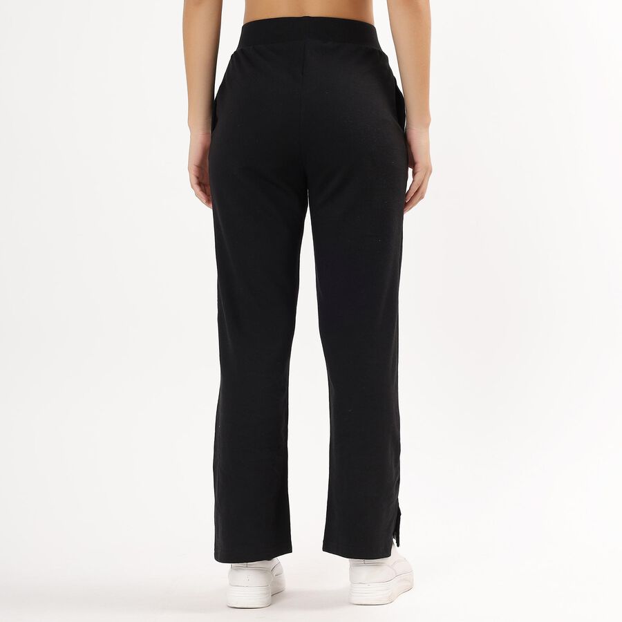 Women's Solid Black Regular Fit Track Pants, काला, large image number null