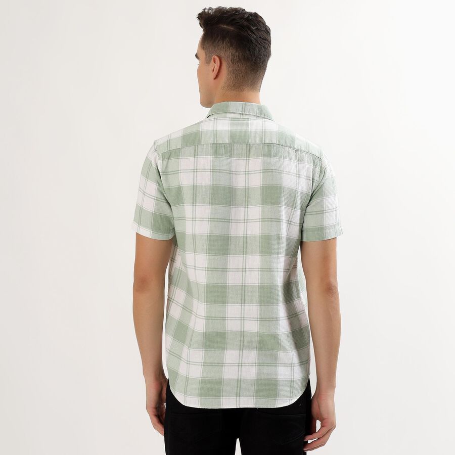 Men's Light Sage Green Cotton Half Sleeve Classic Casual Shirt, Light Green, large image number null