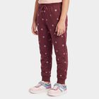 Girls' Maroon Regular Fit Heart Jogger Pyjama, वाइन, small