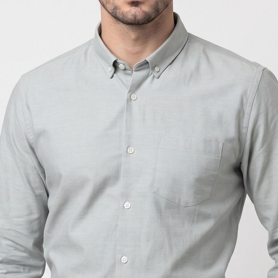 Men's Sage Green Button-Down Collar Formal Shirt, हल्का हरा, large